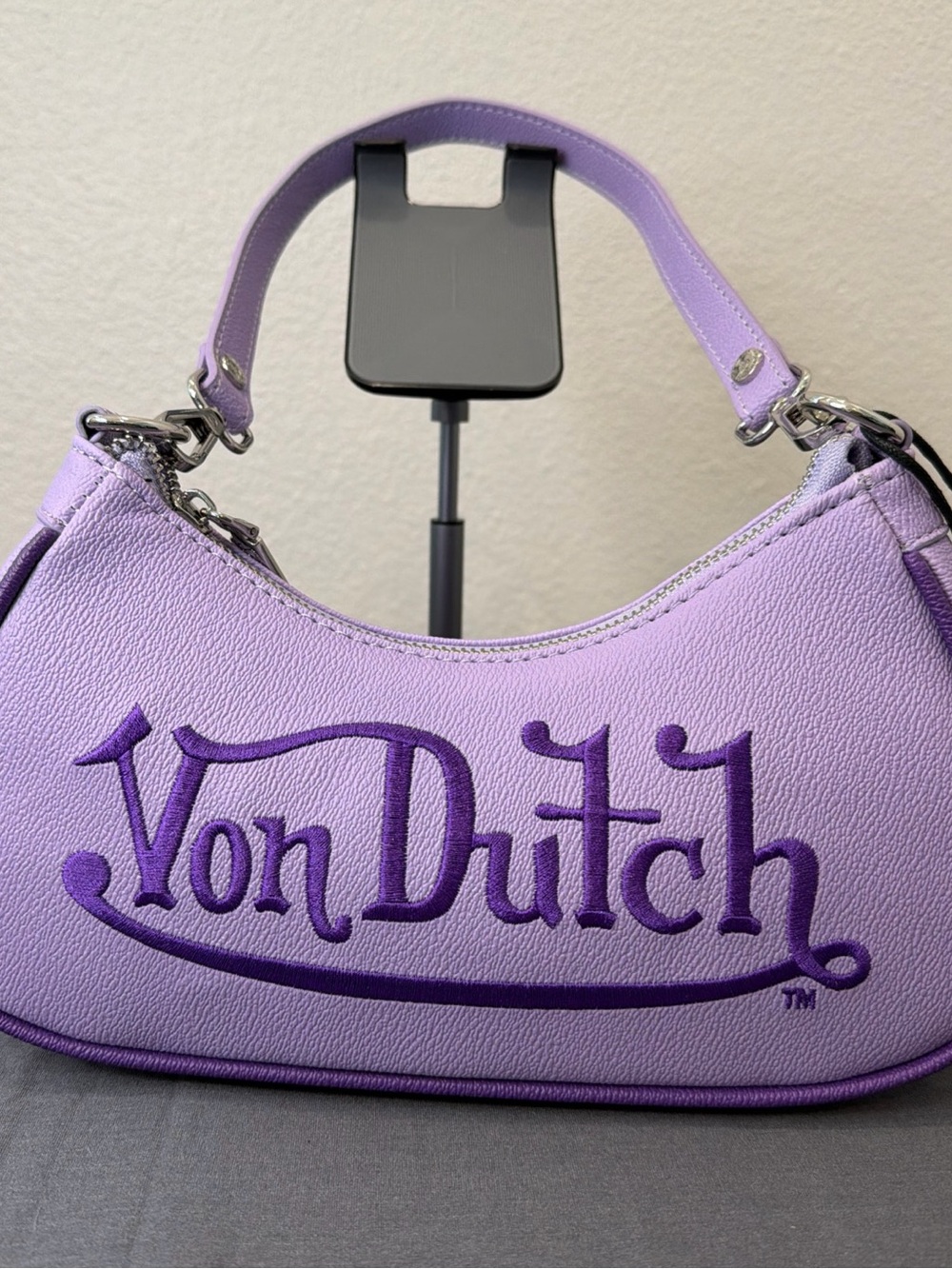 New with Tags! Von Dutch Lilac and Purple Embroidered Logo Shoulder Bag